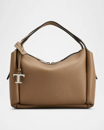 Tod's Api Mini Zip Leather Top-handle Bag In Cappuccino Naturale