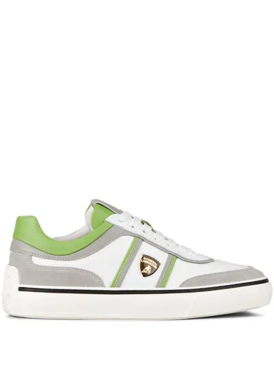 Tod's Automobili Lamborghini Panelled Lace-up Leather Sneakers In Grey