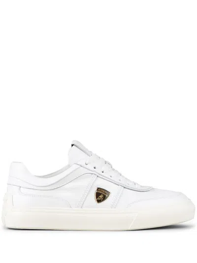 Tod's Automobili Lamborghini Panelled Lace-up Leather Sneakers In White