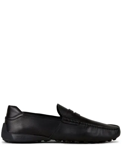 Tod's Automobili Lamborghini Slip-on Leather Driving Shoes In Black