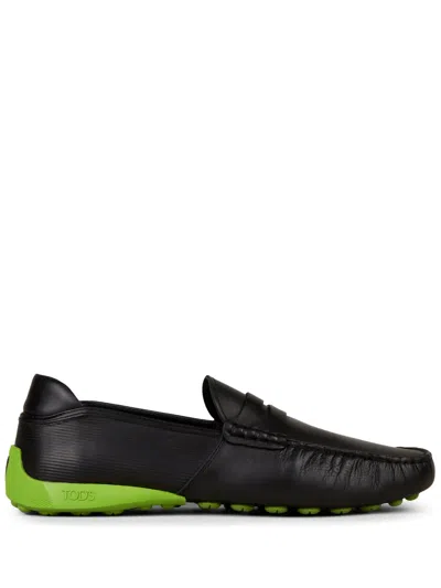 Tod's Automobili Lamborghini Slip-on Leather Driving Shoes In Black