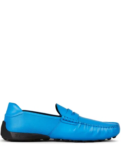 Tod's Automobili Lamborghini Slip-on Leather Driving Shoes In Blue