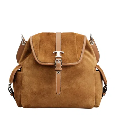 Tod's Backpack In Suede Mini In Brown