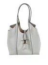 Tod's T Plaque Open Top Shopper Bag In Light Grey