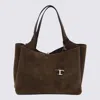 Tod's Dark Brown Suede Leather Top Handle Bag