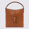 Tod's Brown Textured Leather Bucket Bag With Adjustable Strap And Gold-tone Logo