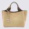 Tod's Beige Suede Leather Top Handle Bag In White