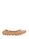 Tod's Lambskin Bow Detail Round Toe Ballerinas In Brown