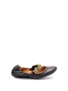 Tod's Gold Ring Leather Ballerina Shoes In Black  
