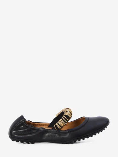 Tod's Ballet Flats Wit Eyelets In Black