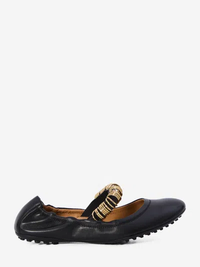 Tod's Ballet Flats Wit Eyelets In Black