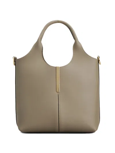 Tod's Bar-detail Leather Tote Bag In Neutral