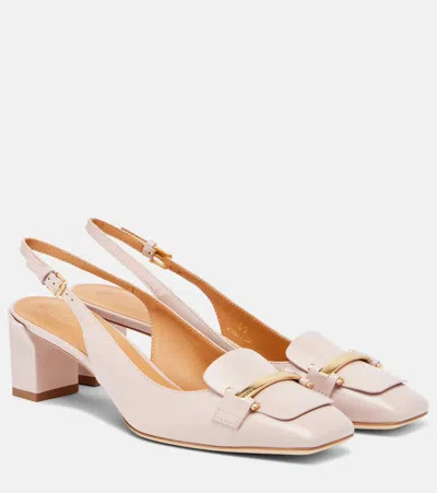 TOD'S BARRETTA 50 LEATHER SLINGBACK PUMPS