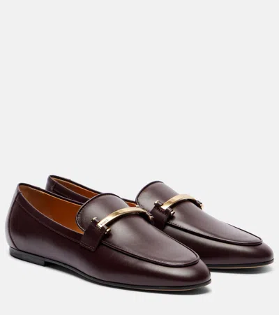 Tod's Barretta Leather Loafers In Purple