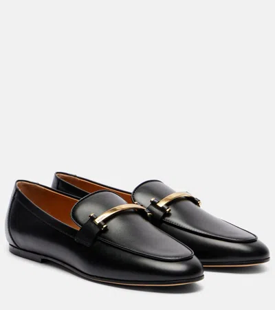 Tod's Barretta Leather Loafers In Black