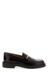 Tod's Black Loafers With Logo Plaque In Leather Woman In Burgundy