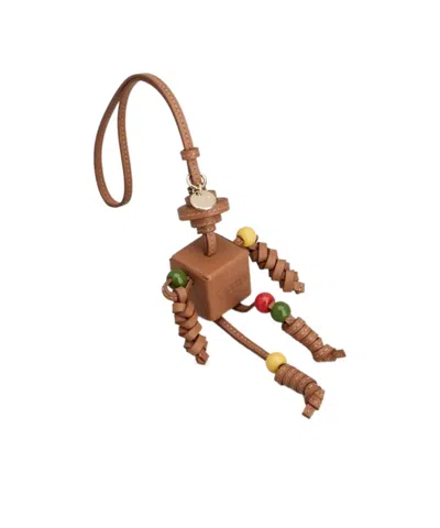 Tod's Beaded Bag Charm In Brown