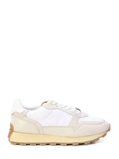 Tod's Beige And White Leather And Fabric Sneakers For Women