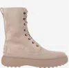 Tod's Wg Lace-up Suede Ankle Boots In Beige