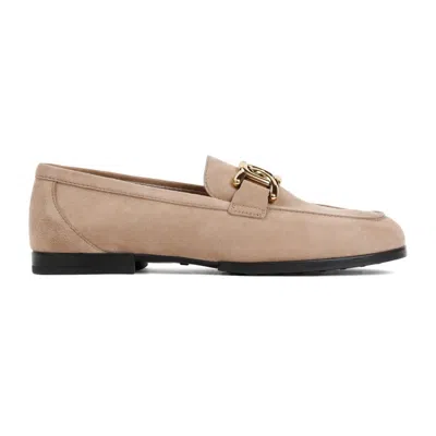 Tod's Beige Cappuccino Suede Leather Loafer In Brown
