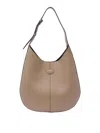 Tod's Small Leather Hobo Bag In Beis