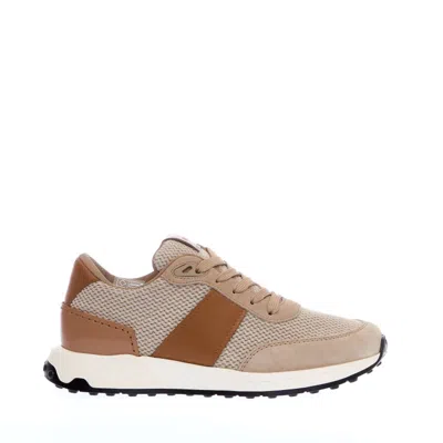 Tod's Beige Leather And Fabric Luxury Sneakers In Brown