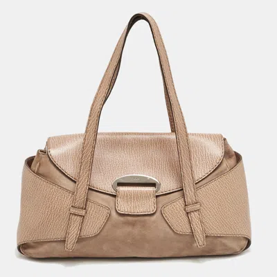 Pre-owned Tod's Beige Leather And Suede Shoulder Bag