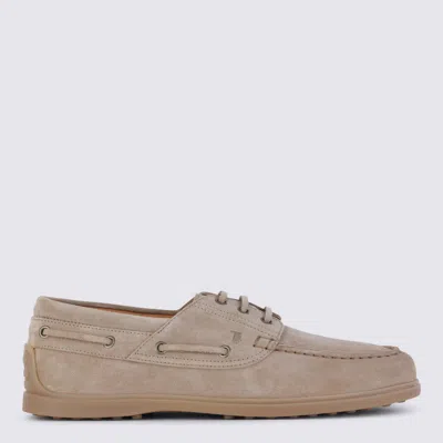 Tod's Beige Leather Loafers In White