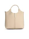 Tod's Beige Leather Shopping Bag In Multi