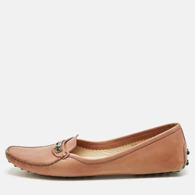 Pre-owned Tod's Beige Leather Slip On Penny Loafers Size 39.5 In Sand