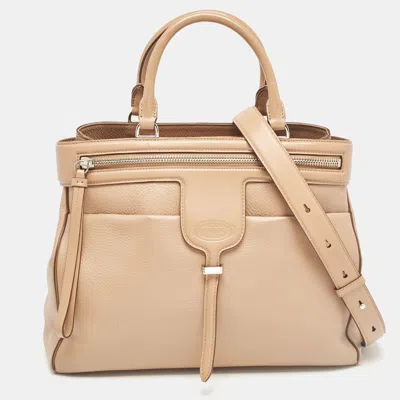 Pre-owned Tod's Beige Leather Thea Tote