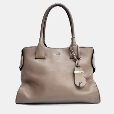 Pre-owned Tod's Beige Leather Tote Bag In Sand