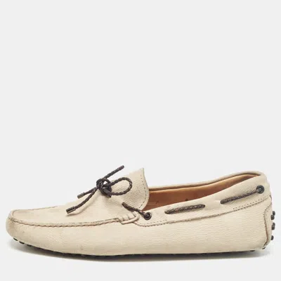 Pre-owned Tod's Beige Nubuck Leather Gommino Loafers Size 42