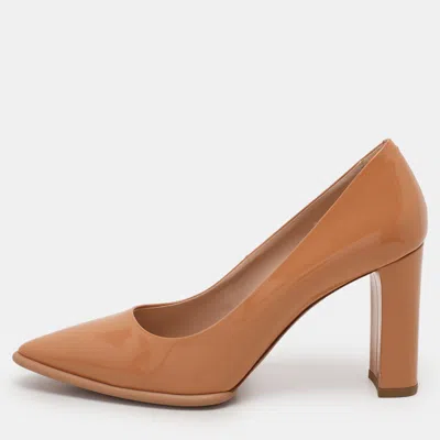 Pre-owned Tod's Beige Patent Leather Pointed Toe Pumps Size 39