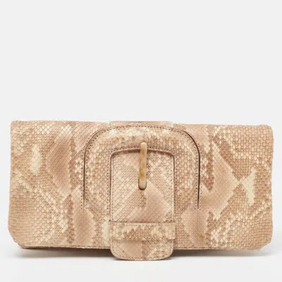 Pre-owned Tod's Beige Python Lucy Clutch