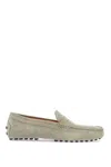 Tod's Beige Suede Driving Moccasin For Men With Rubber Sole In Beige