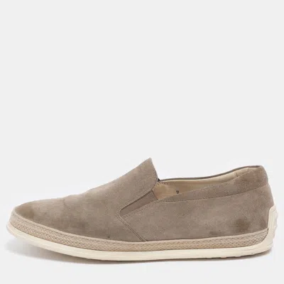Pre-owned Tod's Beige Suede Slip On Sneakers Size 40 In Sand