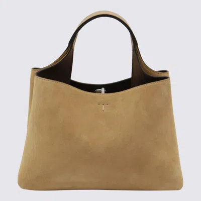 Tod's Beige Suede Top Handle Bag In White
