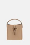 Tod's Beige T Timeless Mini Bucket Bag In Neutral