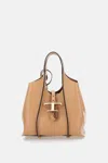 Tod's Beige T Timeless Mini Tote In Sand