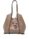 Tod's Beige T Timeless Small Tote In Brown