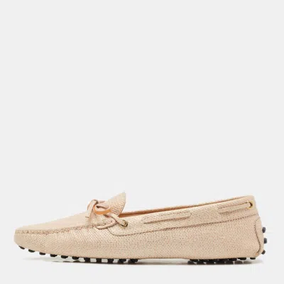 Pre-owned Tod's Beige Texture Nubuck Leather Penny Loafers Size 41 In Sand