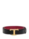 Tod's "t Timeless" Reversible Belt In Nero+merlot