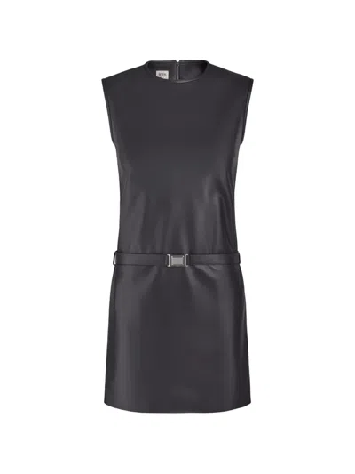 Tod's Belted Leather Mini Dress In Black