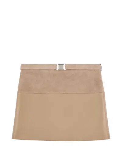 Tod's Belted Leather Mini Skirt In Brown