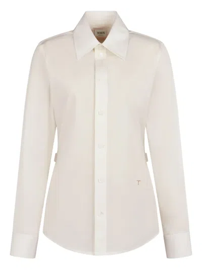 Tod's Belted Point-collar Shirt In White