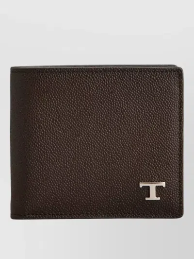 Tod's Bifold Coin Holder Wallet Textured Finish In Brown