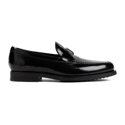 Tod's Black Brushed Leather Loafers