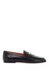 Tod's Black Calfskin Womens Loafers With Metallic Band In Black