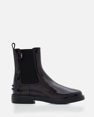 TOD'S BLACK CHELSEA ANKLE BOOTS